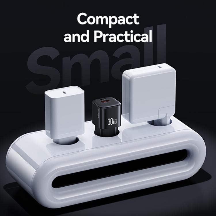 Cargador mini rápido USAMS CC263 de 30 W GaN USB-C/Tipo-C, con dos puertos USB, enchufe UE (blanco)