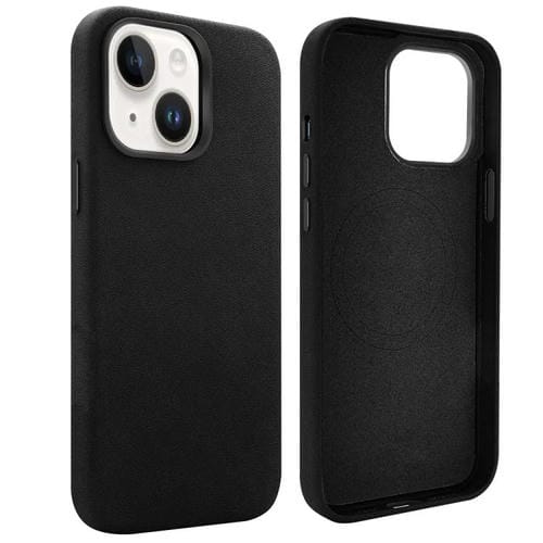 Funda VIETAO de piel sintética MagSafe de ante para iPhone 15 (negra)