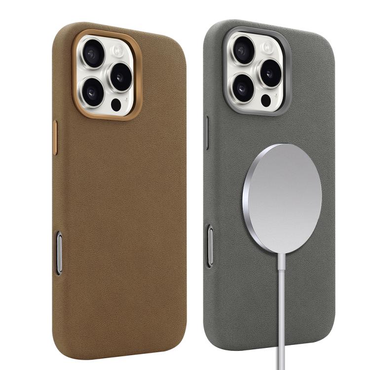 Funda VIETAO de piel sintética MagSafe de ante para iPhone 15 Pro Max (marrón café)