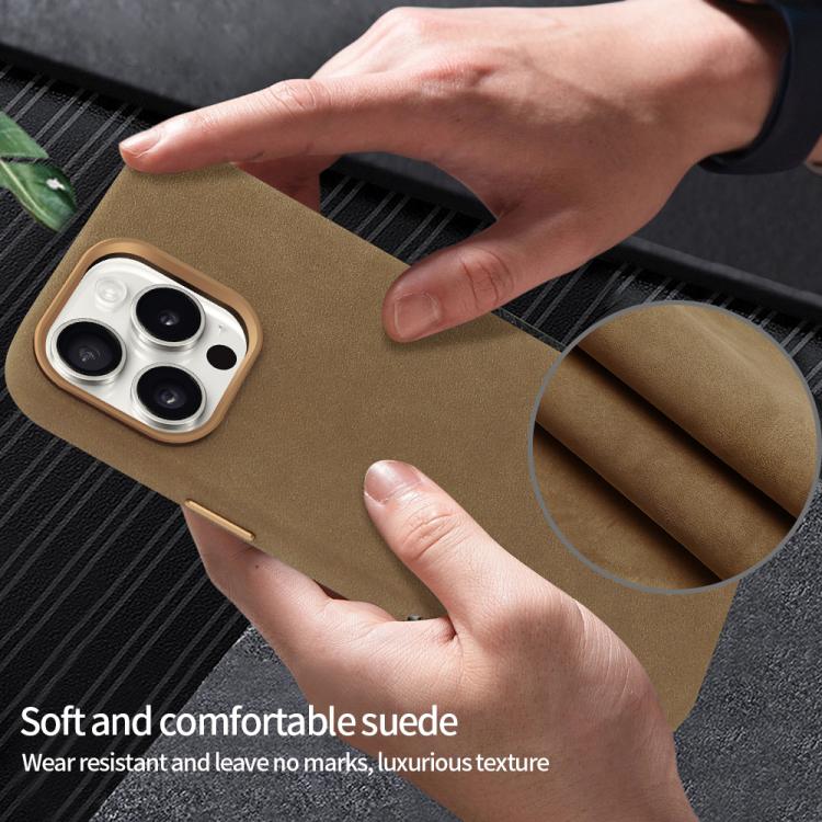 Funda VIETAO de piel sintética MagSafe de ante para iPhone 15 (marrón café)
