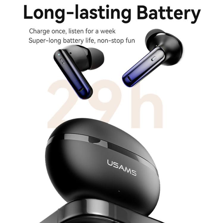 Auriculares inalámbricos Bluetooth USAMS Echo E02 ANC y ENC TWS intraaurales (negros)