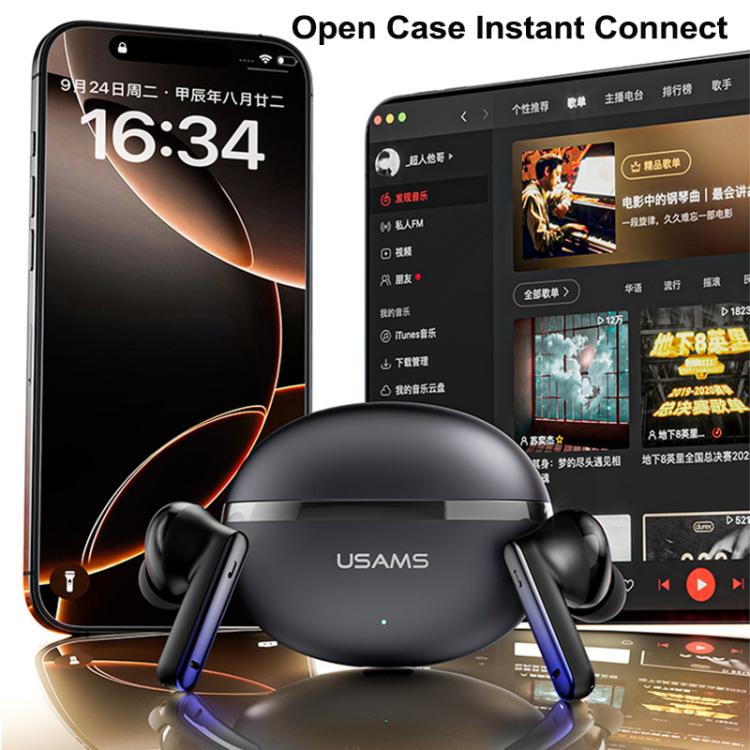 Auriculares inalámbricos Bluetooth USAMS Echo E02 ANC y ENC TWS intraaurales (negros)