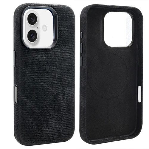 Funda VIETAO de cuero sintético con textura vaquera retro para iPhone 16 (negro)