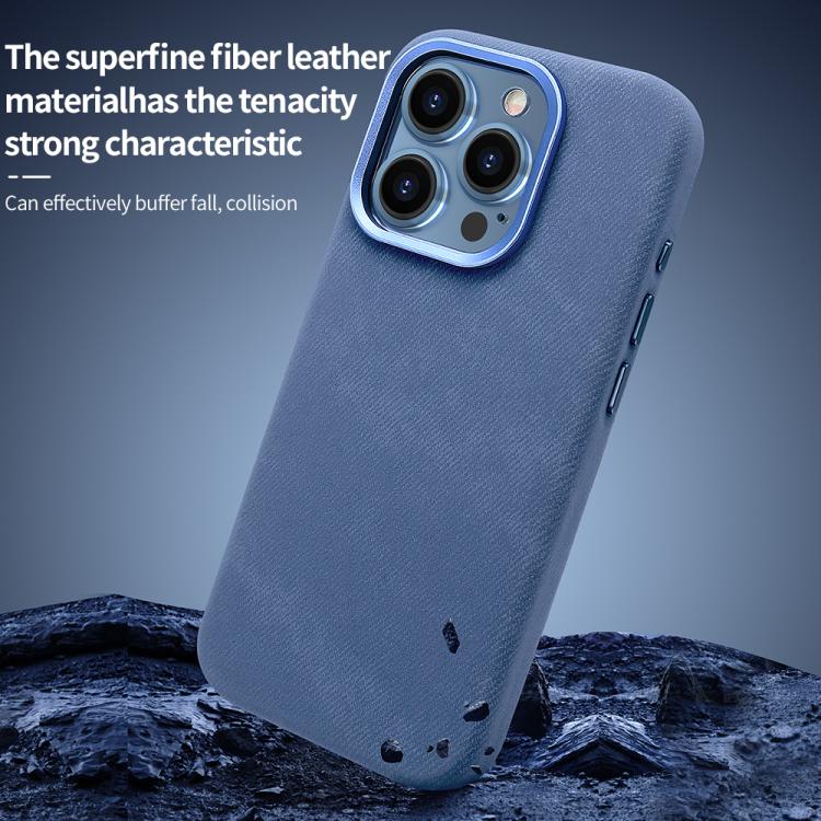 Funda VIETAO de cuero sintético con textura vaquera retro MagSafe para iPhone 15 Pro (negra)