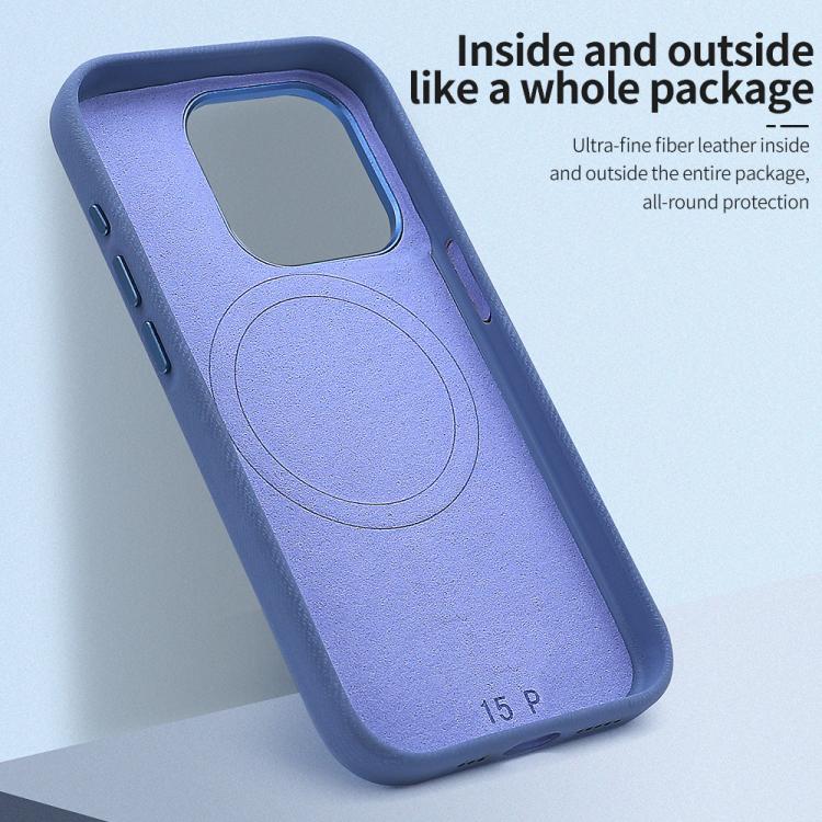Funda VIETAO de cuero sintético con textura vaquera retro MagSafe para iPhone 14 Pro (naranja)