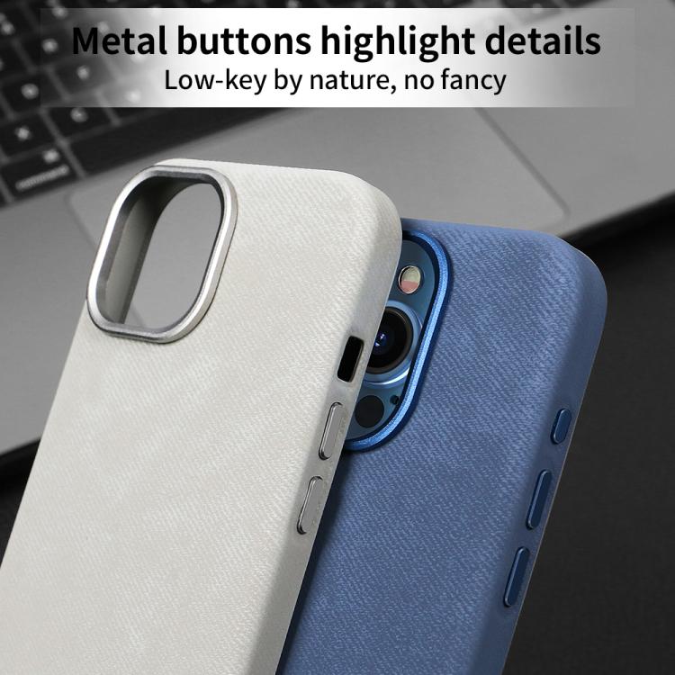 Funda VIETAO de cuero sintético con textura vaquera retro MagSafe para iPhone 13 Pro (azul oscuro)
