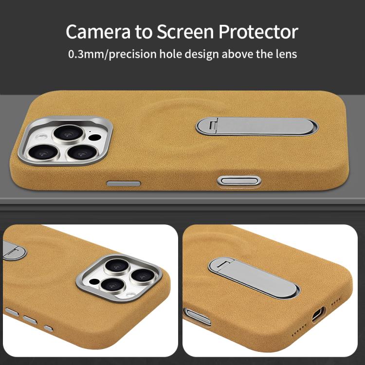 Funda VIETAO de piel sintética MagSafe de ante con soporte para iPhone 15 (gris oscuro)