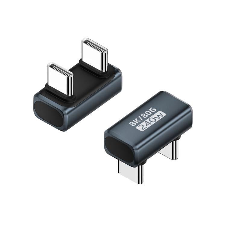 Adaptador tipo C de 240 W y 80 Gbps con todas las funciones. Modelo: macho a macho en forma de U (azul).