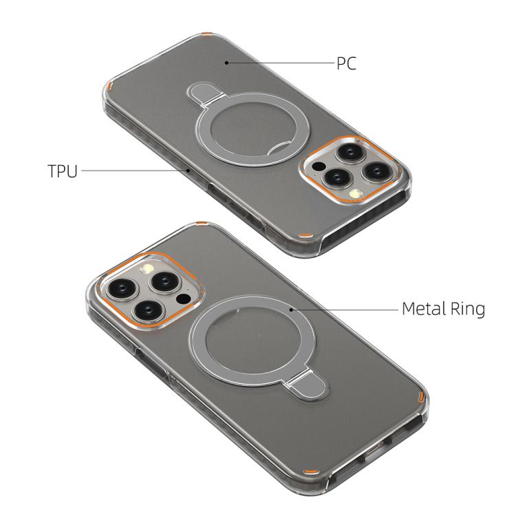 Funda colorida 2 en 1 con soporte de anillo MagSafe para iPhone 15 Pro Max (rosa)