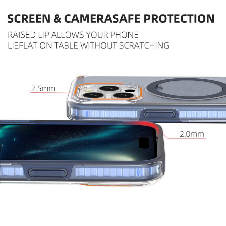 Funda colorida 2 en 1 con soporte de anillo MagSafe para iPhone 15 Pro (transparente)