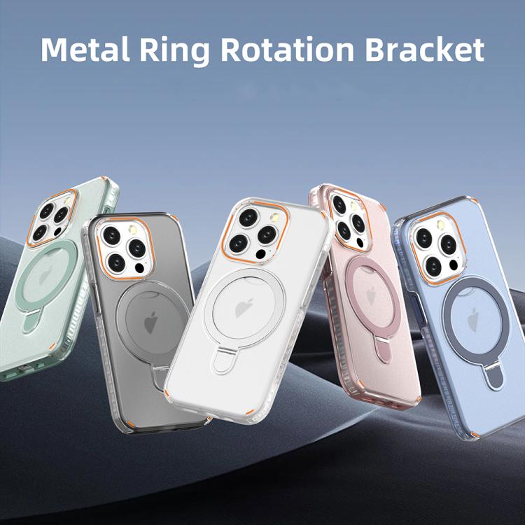 Funda colorida 2 en 1 con soporte de anillo MagSafe para iPhone 15 Pro (rosa)