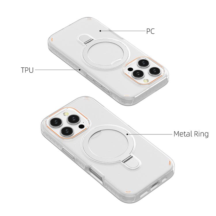 Funda colorida 2 en 1 con soporte de anillo MagSafe para iPhone 16 Pro (rosa)