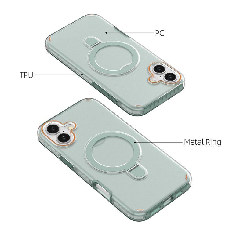 Funda colorida 2 en 1 con soporte de anillo MagSafe para iPhone 16 Plus (rosa)