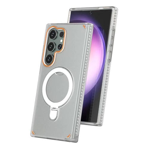 Funda para Samsung Galaxy S25 Ultra 5G, colorida, 2 en 1, con soporte de anillo MagSafe (transparente)