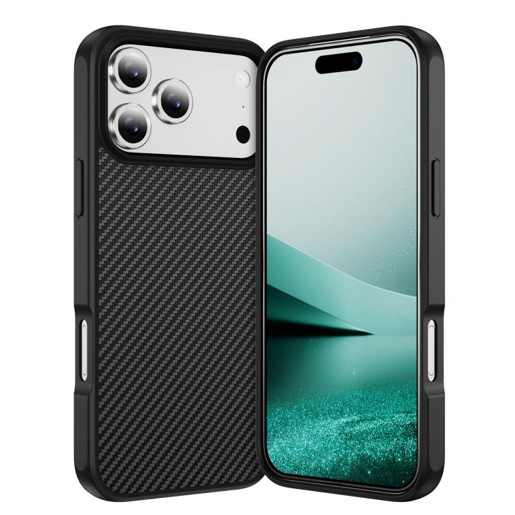 Funda MagSafe con textura de fibra de carbono y tacto suave para iPhone 17 Pro Max (negra)