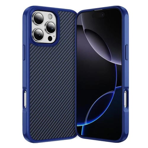 Funda MagSafe con textura de fibra de carbono y tacto suave para iPhone 16 Pro (azul)