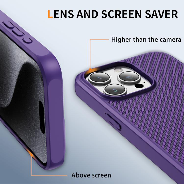 Funda MagSafe con textura de fibra de carbono y tacto suave para iPhone 15 Pro Max (morado)