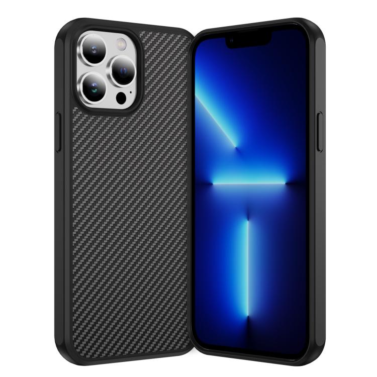 Funda MagSafe con textura de fibra de carbono y tacto suave para iPhone 13 Pro Max (negra)