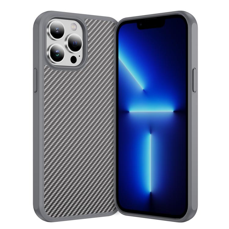 Funda MagSafe con textura de fibra de carbono y tacto suave para iPhone 13 Pro Max (gris)