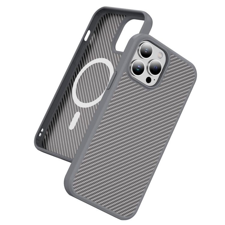 Funda MagSafe con textura de fibra de carbono y tacto suave para iPhone 13 Pro (gris)