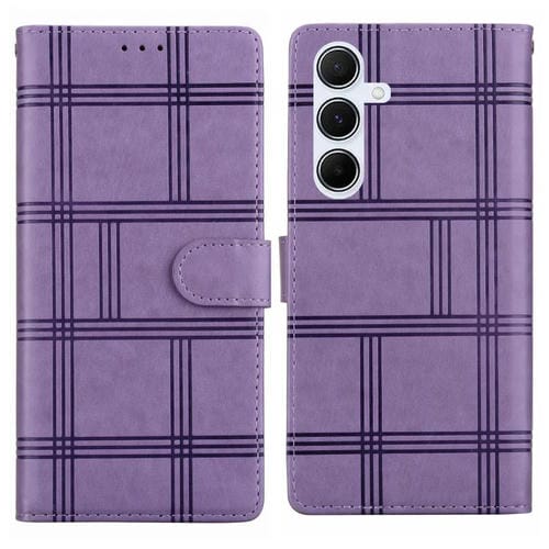Funda de piel con relieve a cuadros para Samsung Galaxy A16 4G/5G (morada)