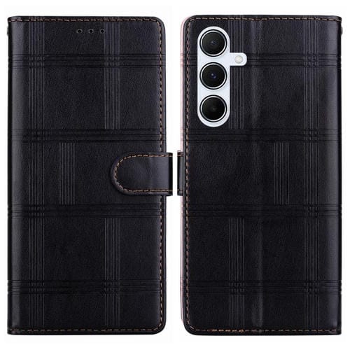 Funda de piel con relieve a cuadros para Samsung Galaxy A25 5G (negra)