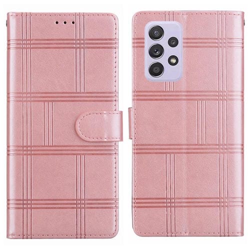 Funda de piel con relieve a cuadros para Samsung Galaxy A53 5G (rosa)