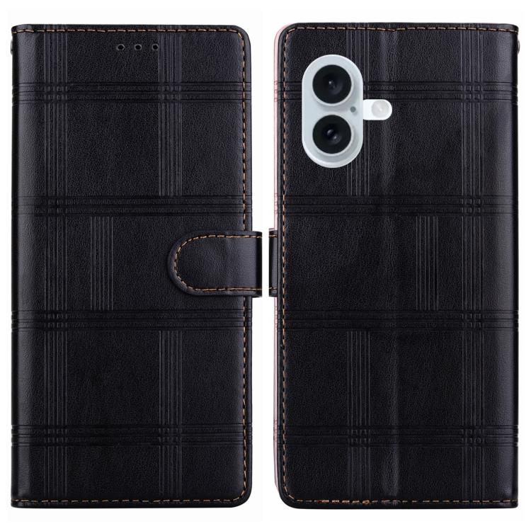 Funda de piel con relieve a cuadros para iPhone 17 (negra)
