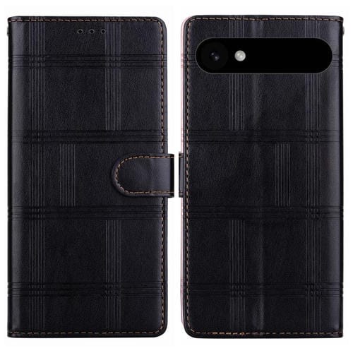 Funda de cuero con relieve a cuadros para iPhone 17 (negra)