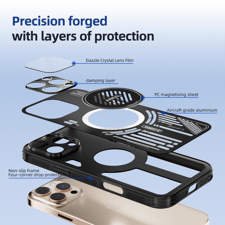Funda ABEEL Ice Fox Series con disipador de calor Magsafe para iPhone 16e (negra)