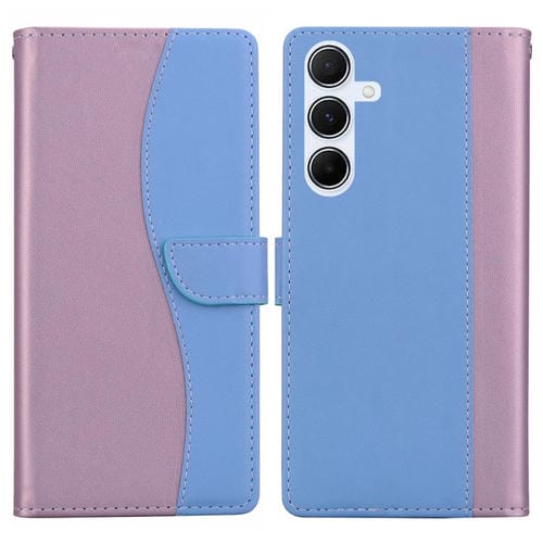 Funda de cuero bicolor con relieve para Samsung Galaxy A17 4G/5G (rosa y azul)