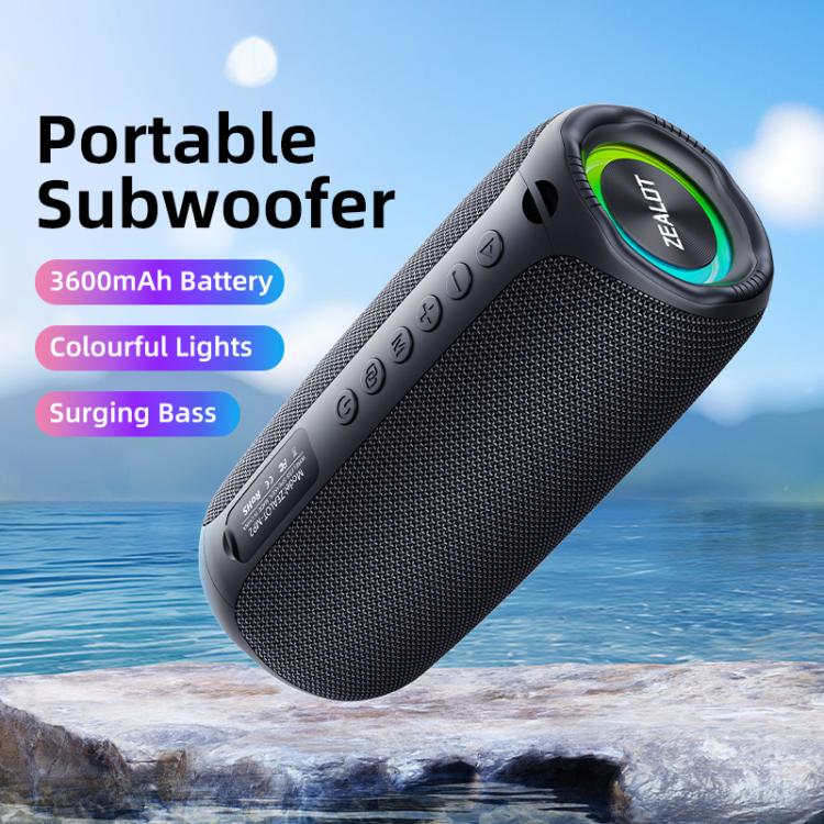 Altavoz Bluetooth portátil Zealot MP2 de 20 W RGB para exteriores (negro)