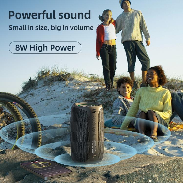 Altavoz Bluetooth portátil Zealot M2 de 8 W con RGB para exteriores. Incluye 2 micrófonos (negro).