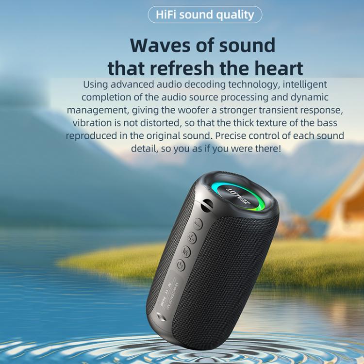 Altavoz Bluetooth portátil Zealot M2 de 8 W con RGB para exteriores. Incluye 2 micrófonos (negro).