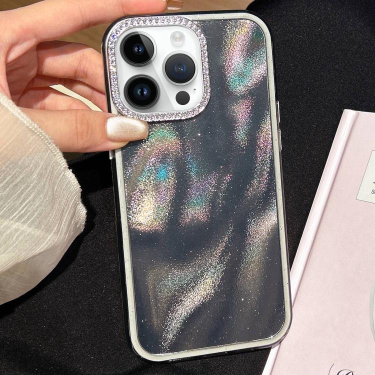 Funda 3 en 1 con diseño de arena movediza y marco de diamante para iPhone 14 Pro Max (negra)