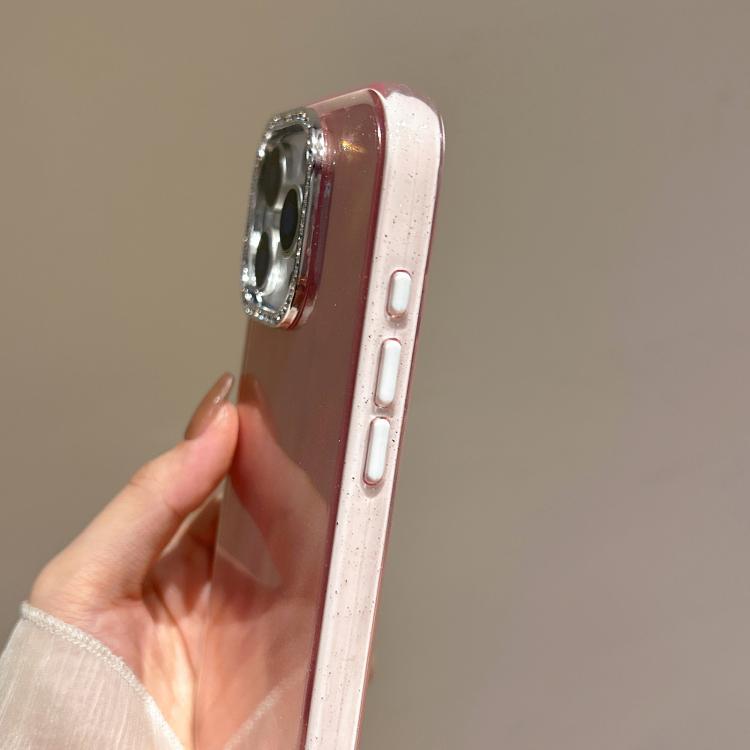 Funda 3 en 1 con diseño de arena movediza y marco de diamante para iPhone 13 Pro (rosa)