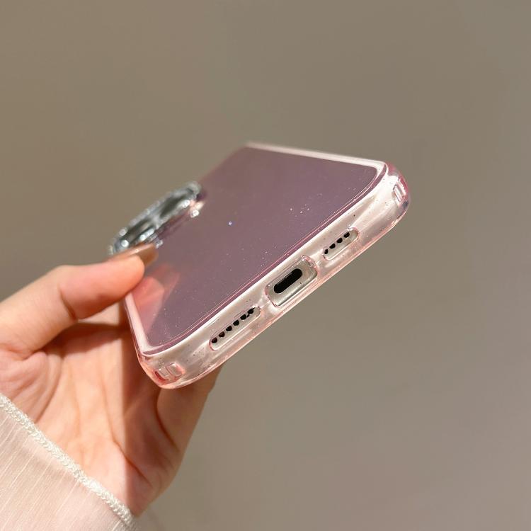 Funda 3 en 1 con diseño de arena movediza y marco de diamante para iPhone 15 Pro (azul)