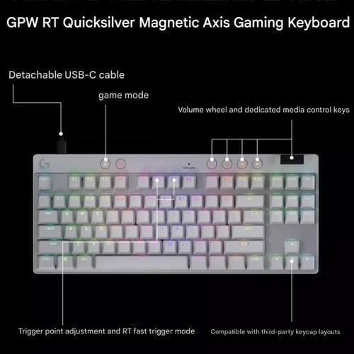 Teclado inalámbrico Logitech G PRO X TKL RAPID con interruptores magnéticos (Negro)