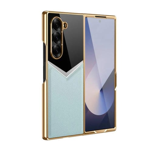Funda plegable de cuero con contraste integrado para Samsung Galaxy Z Fold7 5G (azul cielo)