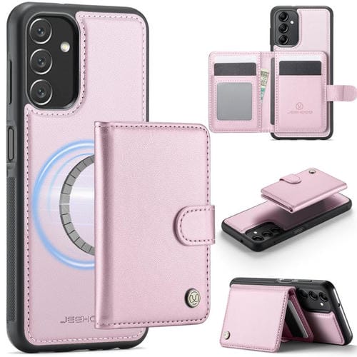 Funda de cuero con hebilla magnética y RFID para Samsung Galaxy A14 4G / 5G / M44 5G JEEHOOD J09 (rosa)