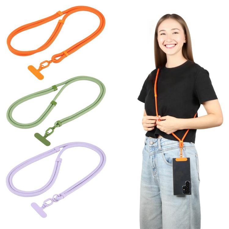 7mm Polyester Solid Color Two-way Adjustable Crossbody Mobile Phone Lanyard with Metal Gasket(Camel)