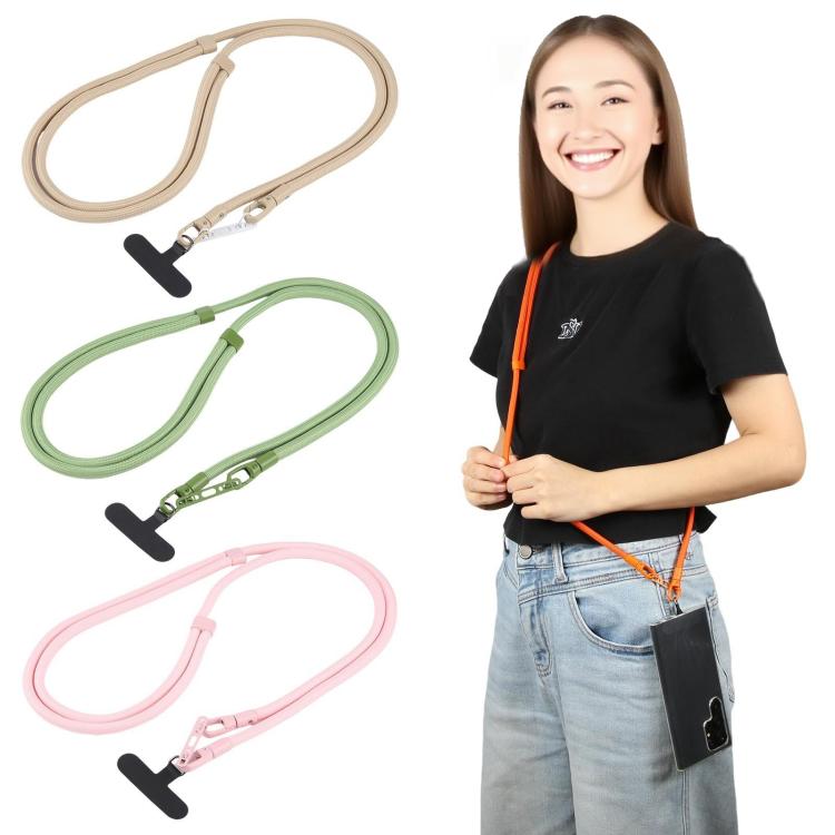 Cordón ajustable para teléfono móvil cruzado de poliéster de 7 mm, color sólido, con hebilla de doble cara (azul medianoche)