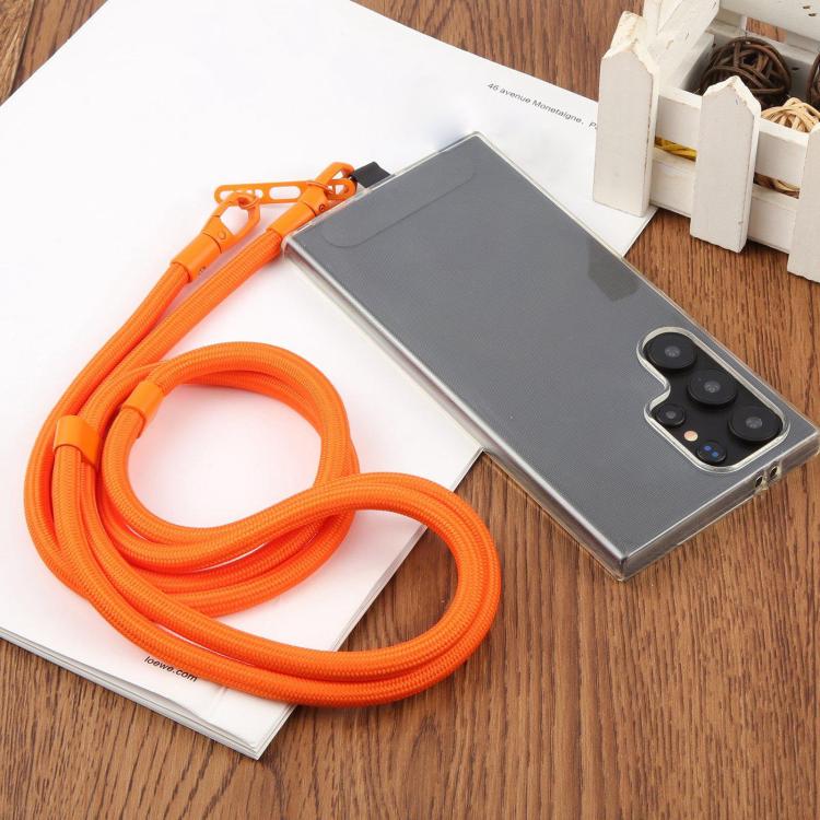 Cordón ajustable para teléfono móvil cruzado de poliéster de 7 mm, color sólido, con hebilla de doble cara (azul medianoche)