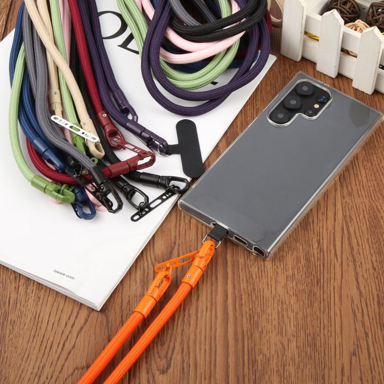Cordón ajustable para teléfono móvil cruzado de poliéster de 7 mm, color sólido, con hebilla de doble cara (azul medianoche)