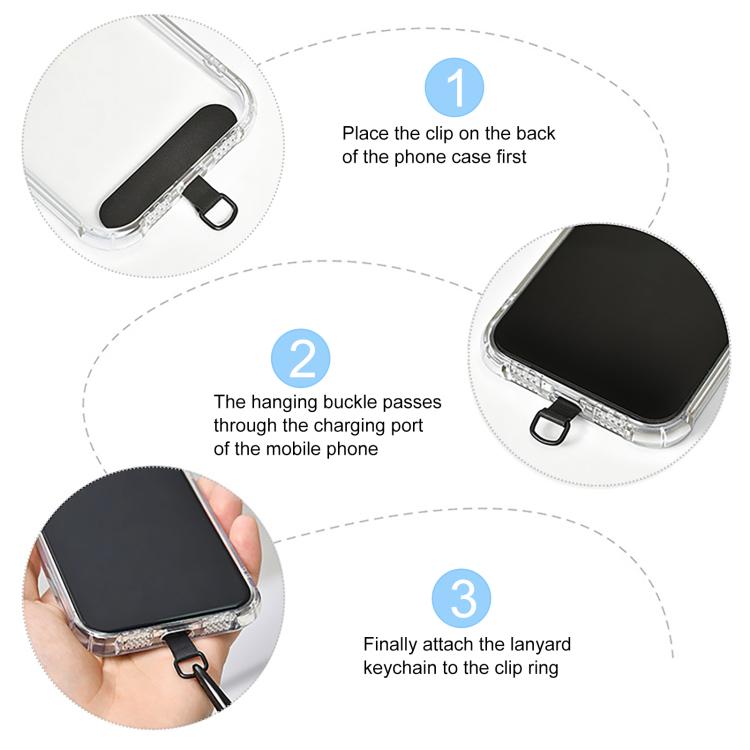 7mm 3 in 1 Threaded Adjustable Crossbody Mobile Phone Lanyard(Black)