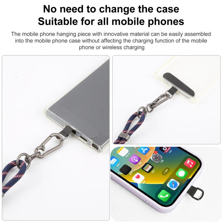 Type-C to 8 Pin Data Charging Cable Crossbody Phone Long Lanyard(Dark Blue)
