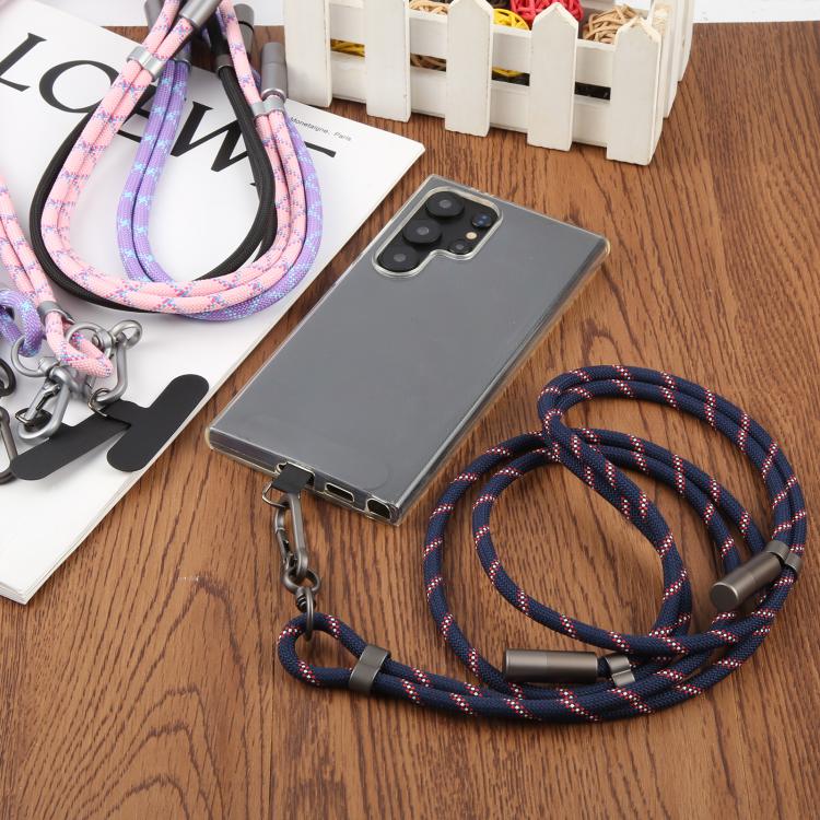 Type-C to 8 Pin Data Charging Cable Crossbody Phone Long Lanyard(Dark Blue)