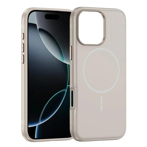 For iPhone 16 Pro Max Imitation Original Magsafe PC Hybrid TPU Phone Case(Beige Grey)