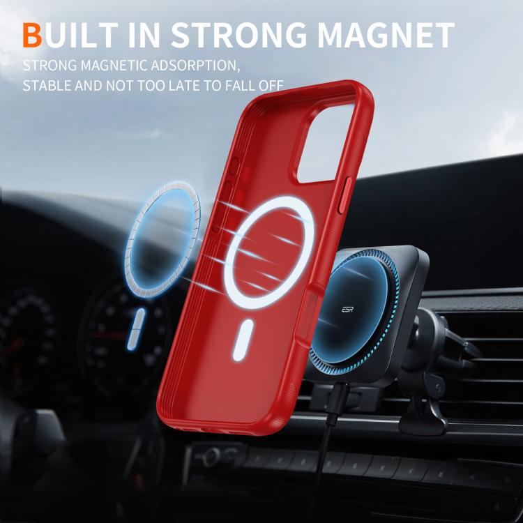Funda híbrida de TPU Magsafe original para iPhone 16 Pro (roja)