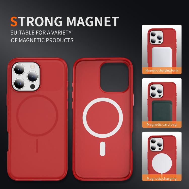 Funda híbrida de TPU Magsafe original para iPhone 16 Pro (roja)